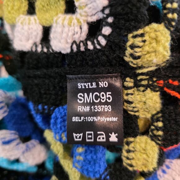 POL Boho Crochet Granny Square Long Kimono Cardigan Multicolor 0S - Picture 10 of 10